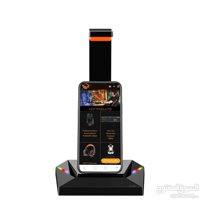 Meetion U003 RGB Stand For Gaming Headphone حامل قاعدة سماعات مضاءة مع مداخل