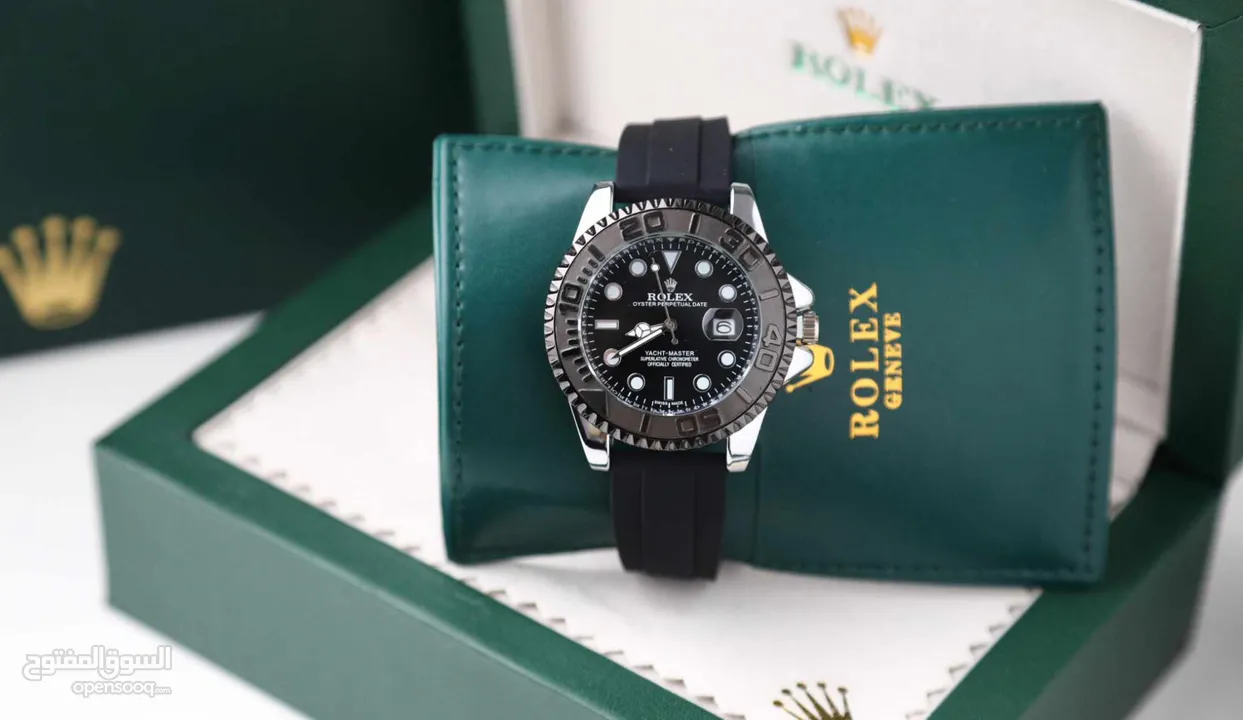 ساعات Rolex ستيل + جلد مع بكج رولكس لساعة وبطاقة كفالة لمدة سنة كاملة من تاريخ الاستلام  تواصل واتس