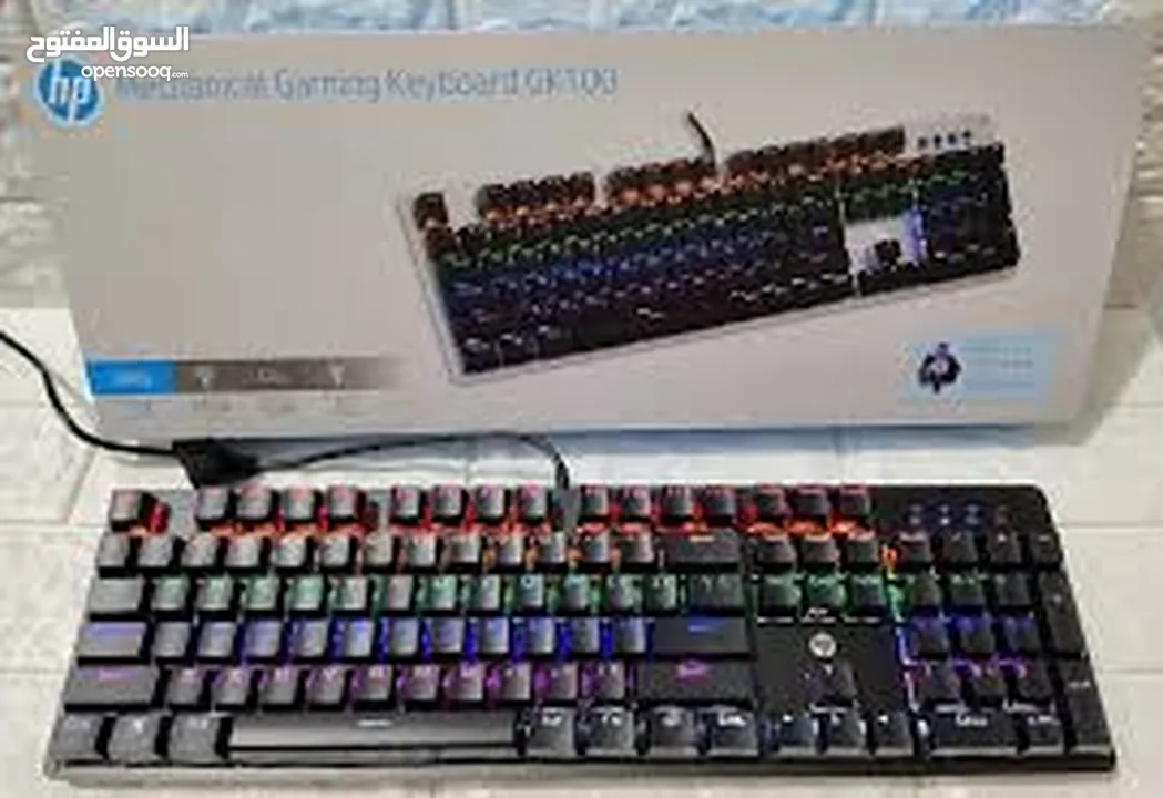 keyboard hp Mechanical Gaming GK100 كيبورد كمينكل من اتش بي مضيئ ملون RGB Light