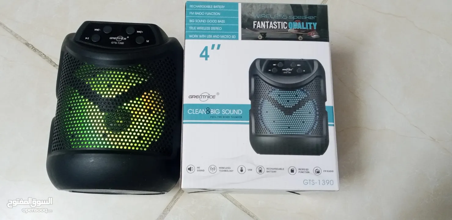 سماعه 4 انش شحن سماعات مكبر صوت مع راديو وبلوتوث و اضائه سماعة سبيكر SPEAKER