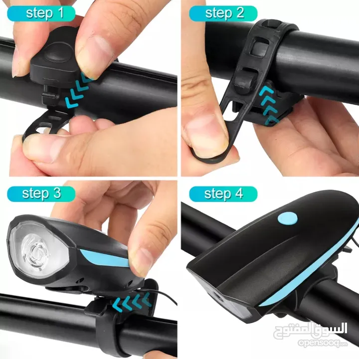 كشاف /زامور  امامي فاخر قابل للشحن للدراجات الهوائية usb rechargeable bicycle front light /horn