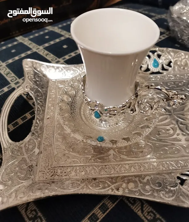 طقم قهوة مطلي بالفضة Silver plated coffee set