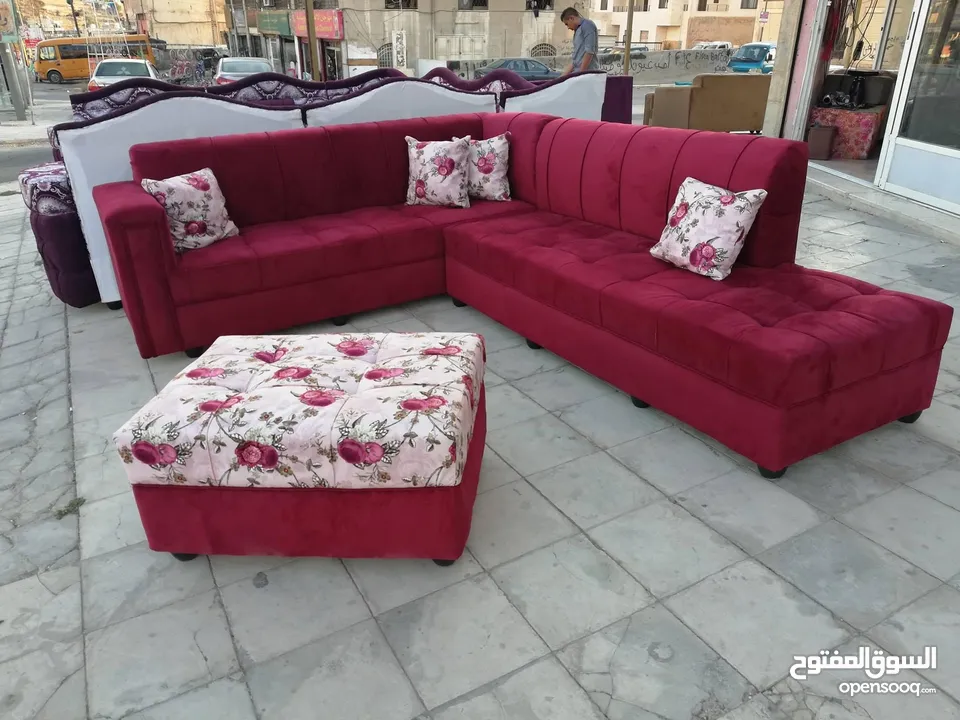 عرض خاص كورنر 9 مقاعد مع كنب مزدوجة + بفه + 7 مخدات