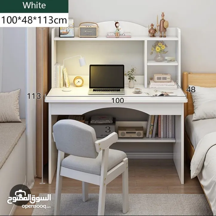 مكتب دراسي كامل متكامل مكتب مثالي مع سطح مكتب واسع خشب مقاوم للخدوش وسهل التنظيف والتركيب
