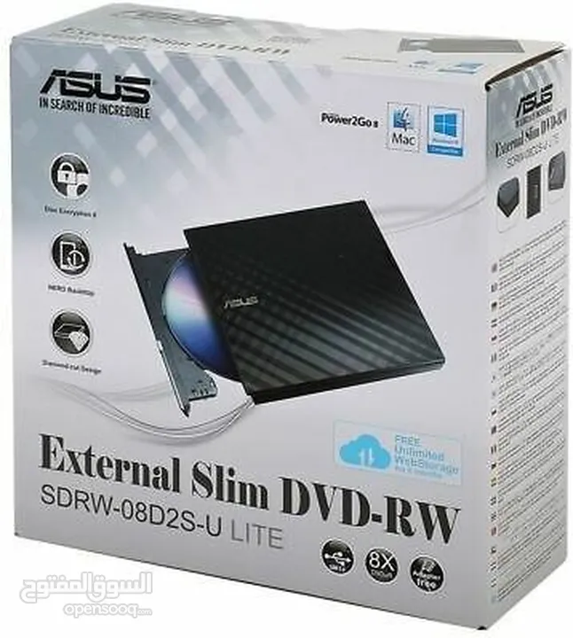 DVD -ASUS-EXTERNAL SLIM \ DVD- RW  سي دي روم  خارجي  لقراءة اقراص الكمبيوتر 