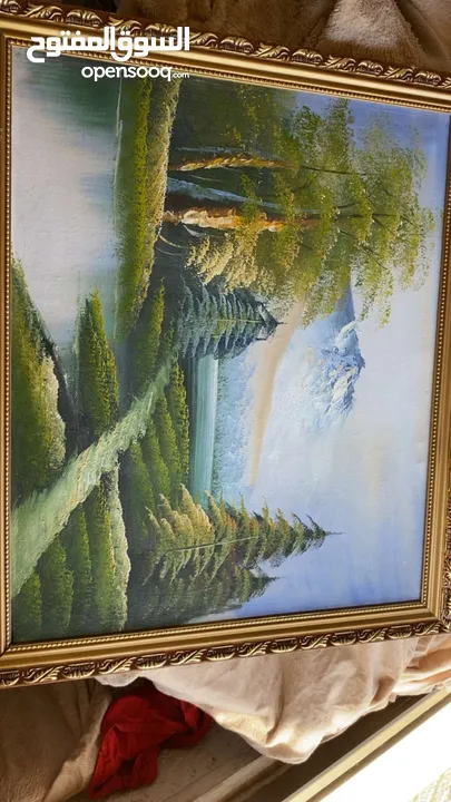 برواز عدد 2 بإطار ذهبي رسم يدوي بصورة طبيعية جميلة      00000000000000000000000000000000000000000000