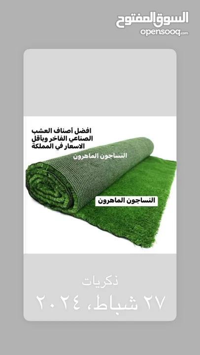 عشب صناعي لكل الاستخدامات باقل سعر في المملكة وأعلى جوده سجاد موكيت باركية