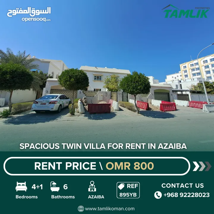 Spacious Twin villa for Rent in Azaiba  REF 895YB