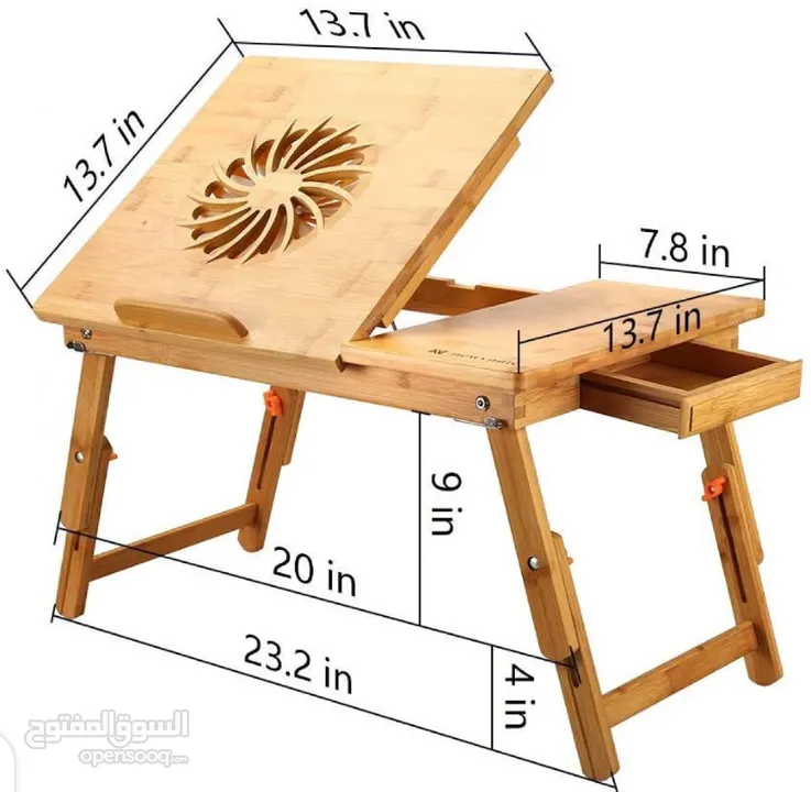 Bamboo Laptop Table cooling stand ستاند لابتوب طاولة متنقلة اللابتوبات او القراءة خشب بامبو