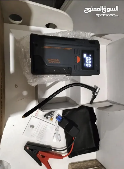 مكثف طاقة ( Jump starter ) لشحن بطارية السيارة بالإضافة إلى القدرة على نفخ العجال