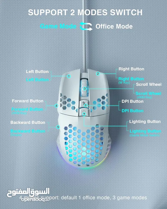 SOLAKAKA SM900 Wired Gaming Mouse with Honeycomb Shell USB ماوس سلكي للالعاب بألوان مختلفة