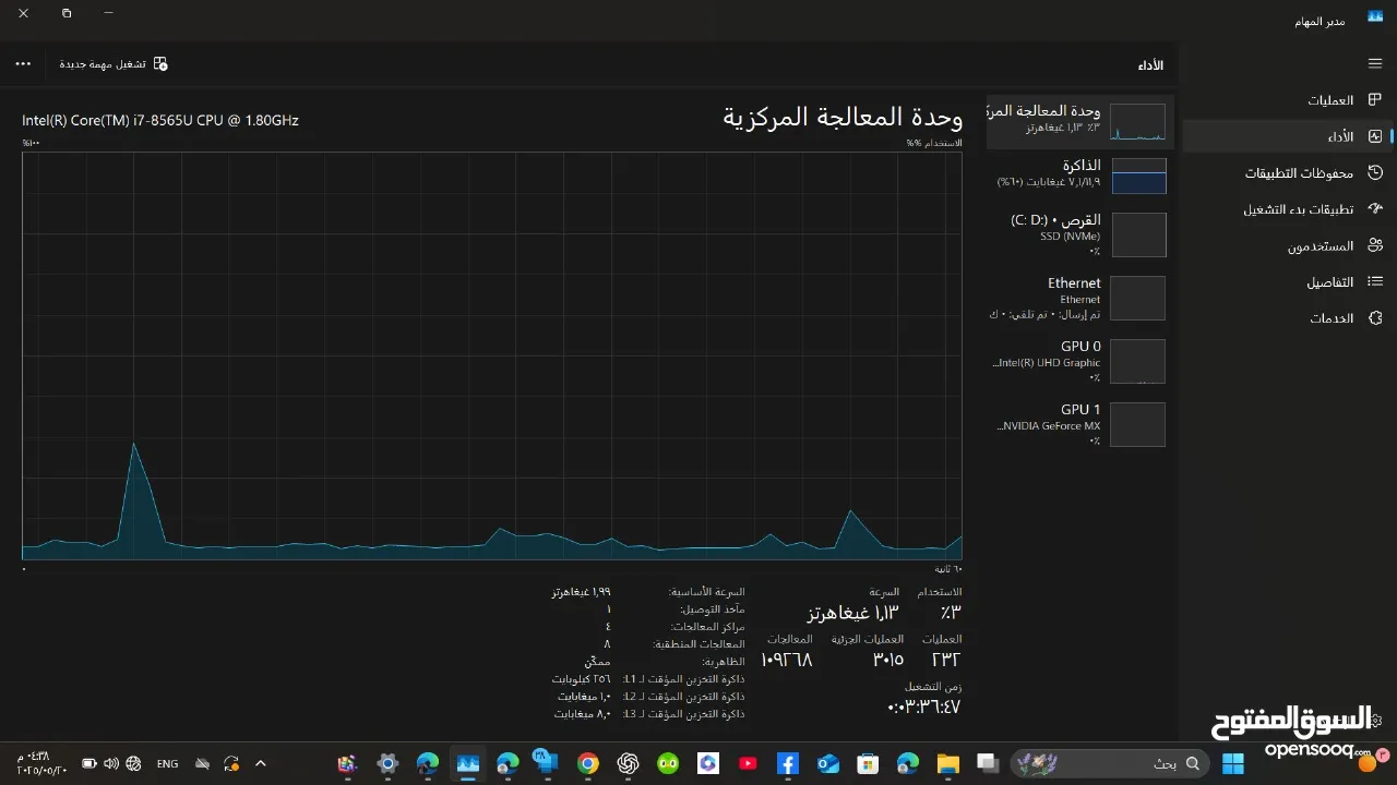 لاب توب لينوفو الجيل الثامن حاله ممتازه يصلح للاعمال الفنيه والدراسه والمن السيبراني
