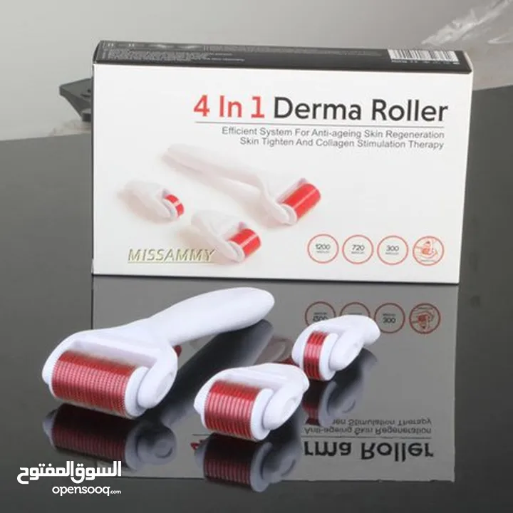 بكج اداه ديرما رولر تيتانيوم 4 في 1 و كريم الكولاجين ديرمارولر مقاسات Derma Roller