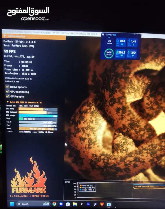 كرت شاشة 3070 Ti نسخة GameRock للبيع فقط