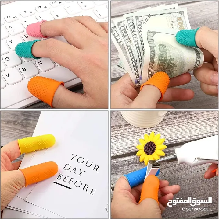 3 اغطيه واقيه اصابع سيلكون لون لحمي مذبذبه قابله للغسيل لحماية الاصابع اثناء الاشغال اليدويه او العز
