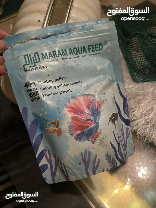 حوض سمك مع فلتر واضاءه لون ابيض