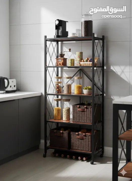 رف أنيق وقوي مثالي لتنظيم المساحات بكل سهولة هيكل معدني ثابت مع دعامات جانبية لثبات إضافي