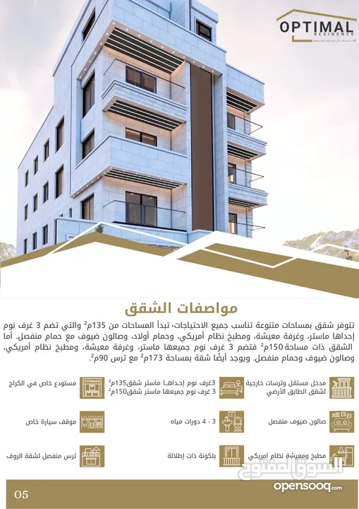 شقق فاخرة وعصرية للبيع، مرج الحمام، مساحات من 135م2 الى 173م2 ( المشروع 8 شقق فقط)