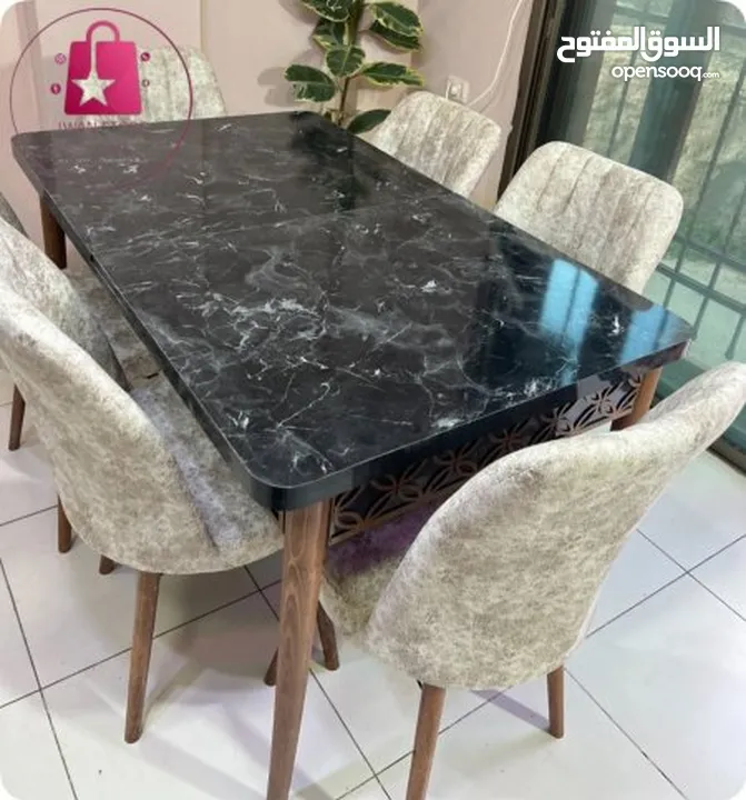 طاولة سفرة مستطيلة أنيقة مع 6 كراسي فخامة وعملية