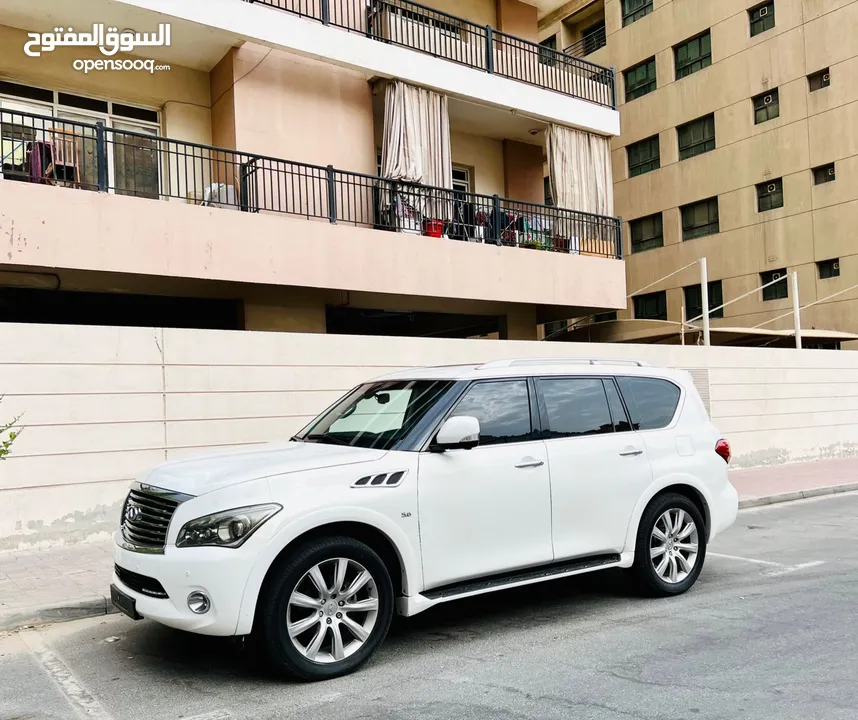 An Amazing And Clean INFINITI QX80 WHITE 2014 TOP OF THE RANGE GCC WITH RADAR