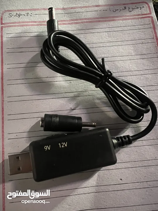 كابل USB من 5 فولت الى 9 فولت، 12 فولت