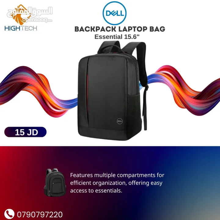 حقيبه لابتوب من ديل لون أسود Dell Essential Black 15.6" Laptop Backpack .