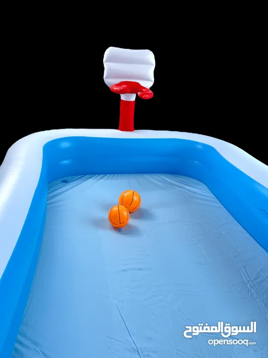 مسبح حوض سباحة للاطفال مع لعبة كرة سلة مع منفاخ هدية