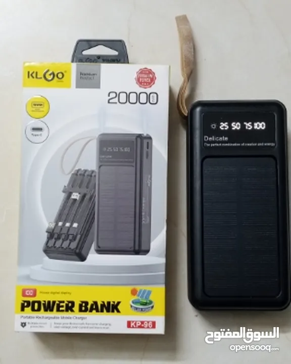 شاحن بور بانك شمسي و كهرباء بطاريه 20000 مللي امبير شحن تلفون خلوي طاقه شمسيه اضائه power Bank