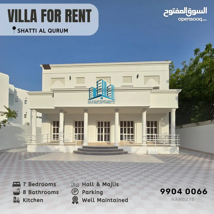 Independent 7 BR Villa with A Prime Location in Shatti Al Qurum