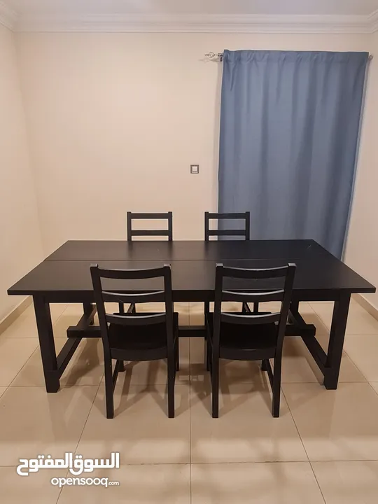 NORDVIKEN / NORDVIKEN Table and 4 chairs, Black/Black, 210/289x105 cm