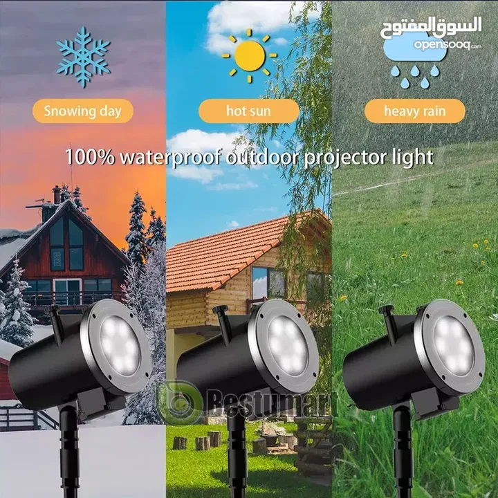 مصباح ليزر متحرك على شكل ندفة ثلجية لعيد الميلاد و الحفلات Christmas Snowflake Projector Laser Light