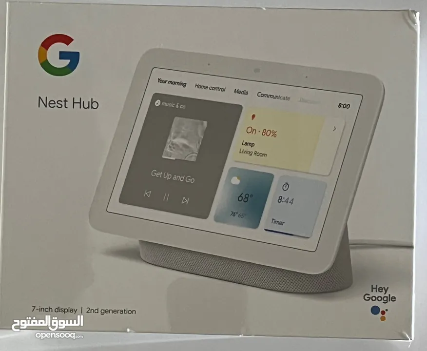 Hey Google. Google Nest Hub (Chalk).