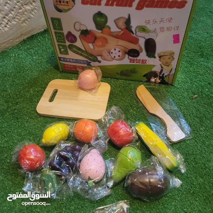 العاب خشبية أشكال الفواكة وأشكال متنوعة