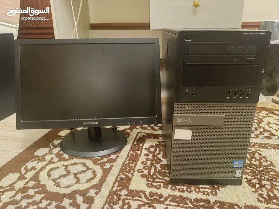 جهاز ديل مكتبي نضيف جدا جدا ممتاز للألعاب والدراسة مع شاشة 19 إنش وكيبورد وماوس لاسلكي