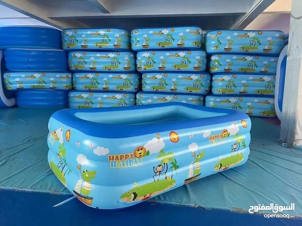 برك family funpool القابلة للنفخ بأحجام واشكال متعددة بتنفخها ب 5 دقايق خامات قوية وآمنة مع هدية