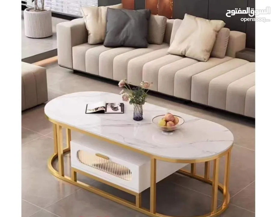 طاولة وسط مودرن فخمة مزودة بدرج عملي للتخزين بتصميم عصري أنيق