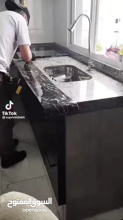 رول استيكر حراري اصلي بديل الرخام متوفر بلونين : اسود. فضي.