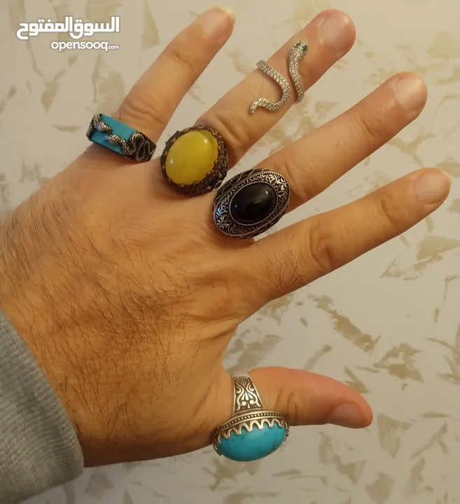 خواتم فضه ستاتي مطعمه بالاحجار