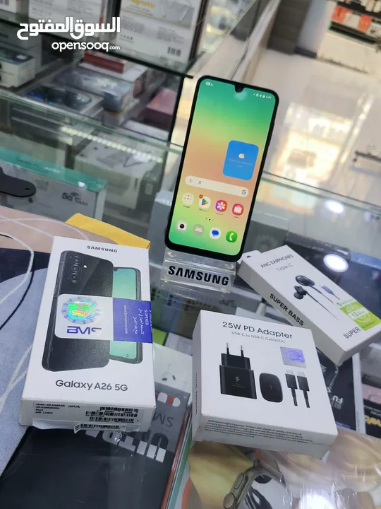 مشغل يوم واحد SAMSUNG A26 5G مستعمل جيجا 256 رام 16 معه بكج هدية متوفر توصيل