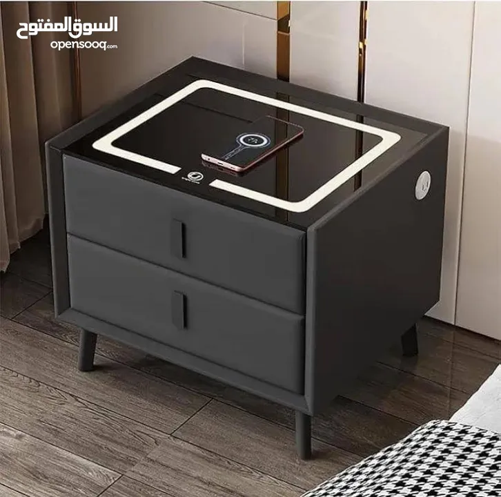 كومادينة ذكية بدرجين و ثلاث ادراج واضاءة وخزنة 3 الوان