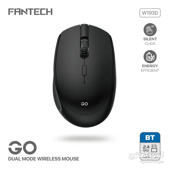 FANTECH W193D GO Dual Mode Wireless Mouse - Black ماوس فانتيك بلوتوث و وايرليس