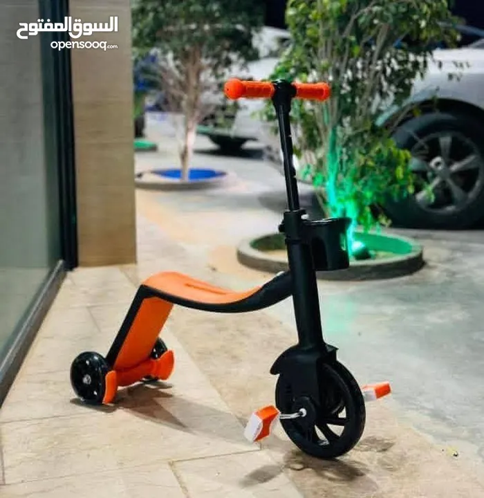 سكوتر الأطفال السحري 3×1 سكوتر للركل والحركة والطاقة دراجة بدون دواسات سهلة ولذيذة .