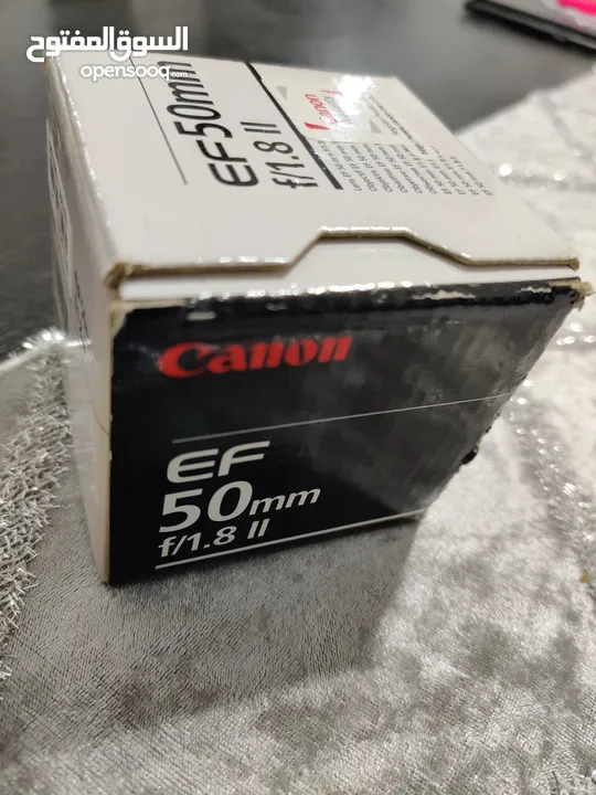 Canon EF 50mm f/1.8 II بحال الجديد بالكرتونه