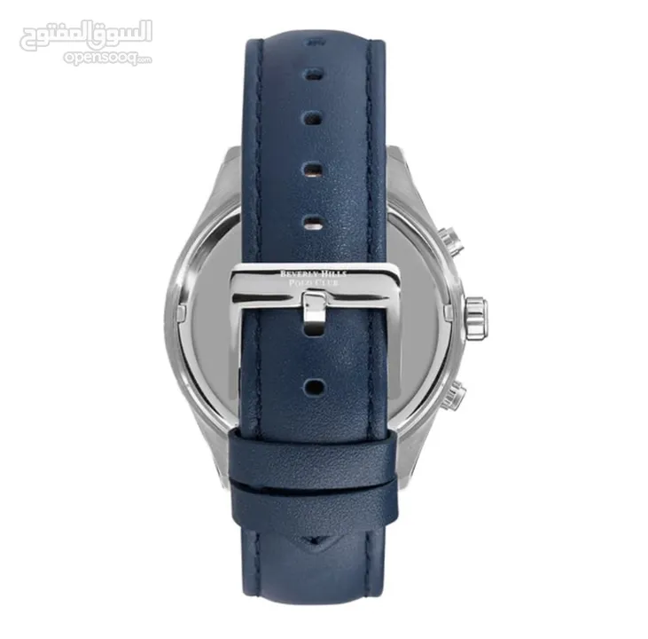 ساعة بولو رجالية B.H. Polo Club Matteo Multifunction Dark Blue Leather White Dial For Men