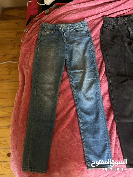 3 jeans: 1 from Zara dark blue , 1 from Pull&Bear, and 1 from H&M