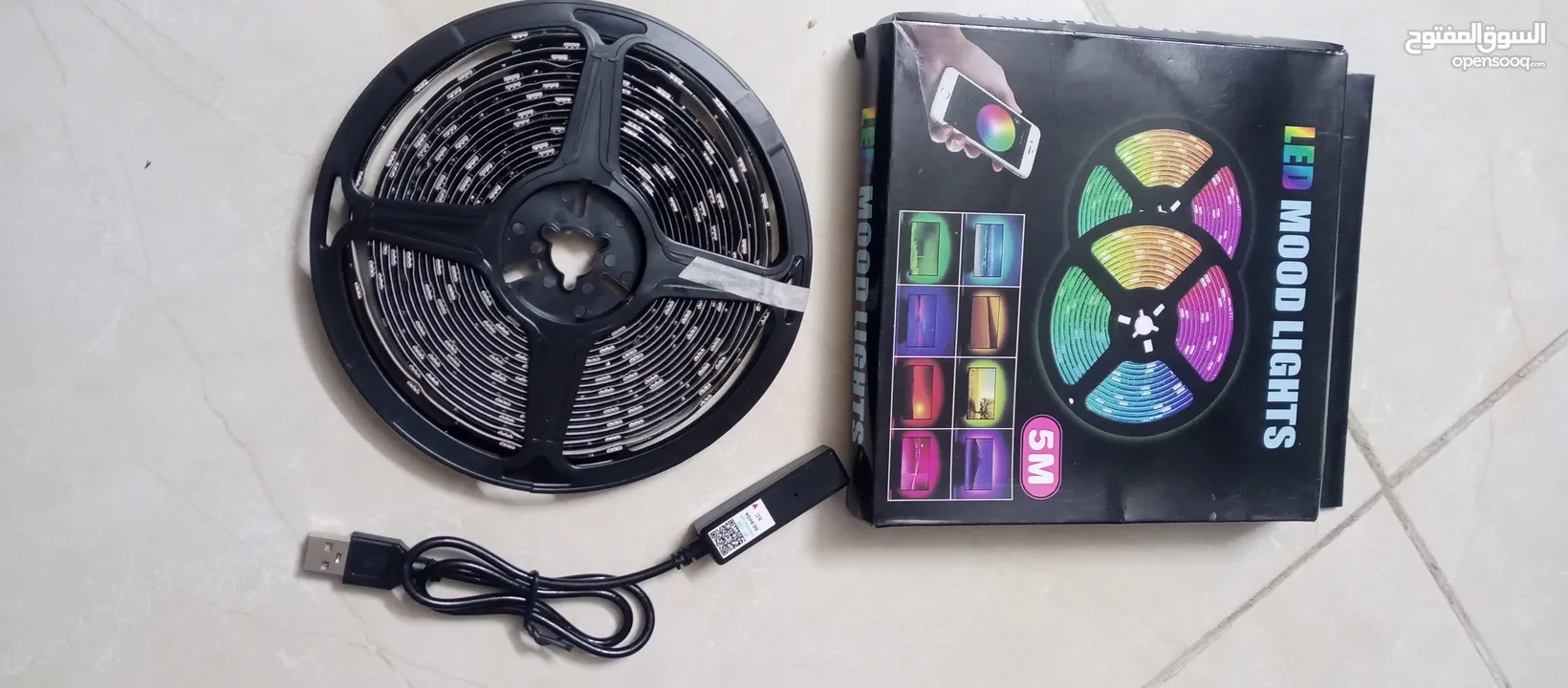 شريط حبل اضائه ليد LED RGB LIGHT تحكم بالريموت اوتطبيق يضئ الوان يعمل عن طريق وصلةUsb ضوء زينه ديكور