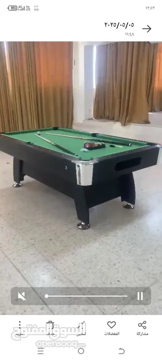 بلياردو خشب كامل 8قدم مع استيكتين ومثلث وطابات جديد بالكرتون واصل راكب