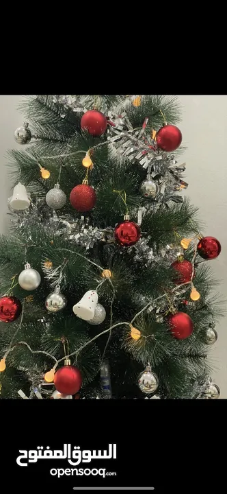 شجرة كريسماس بالكرتون (متر ونص) + اكسسوراتها ب 10 دينار  Christmas tree + its accessories  150 cm