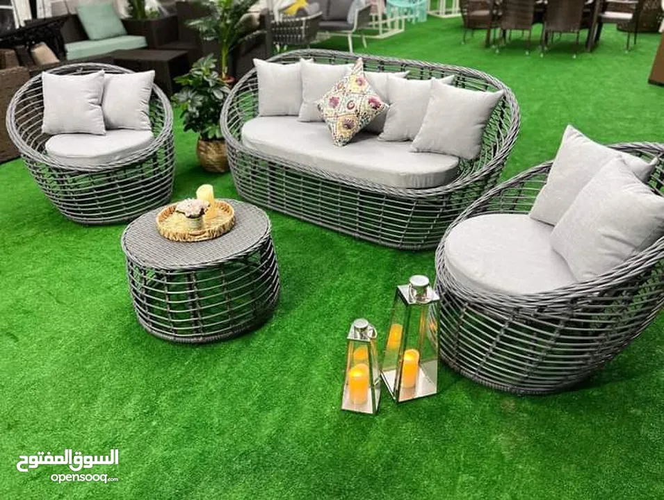 اجمل واروع اثاث منزلي من رتان والخبزران وأثاث معدنية ومرجيح وبنك بانك
