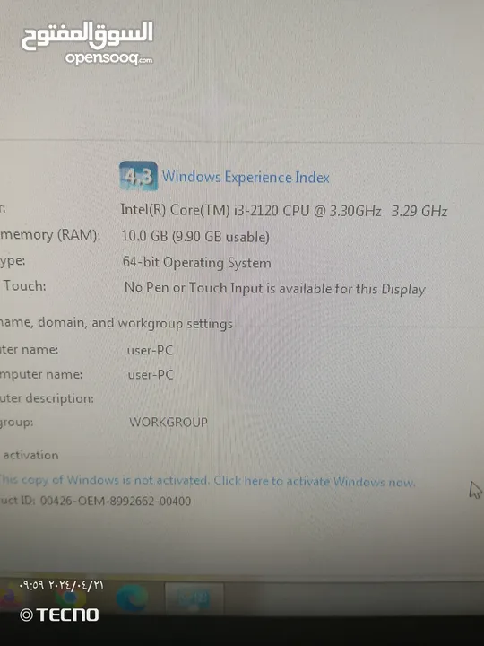 Dell pc 10 ram. ard desk 500. ssd 250